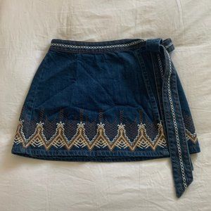 Free People Blue Jean Tie Skirt